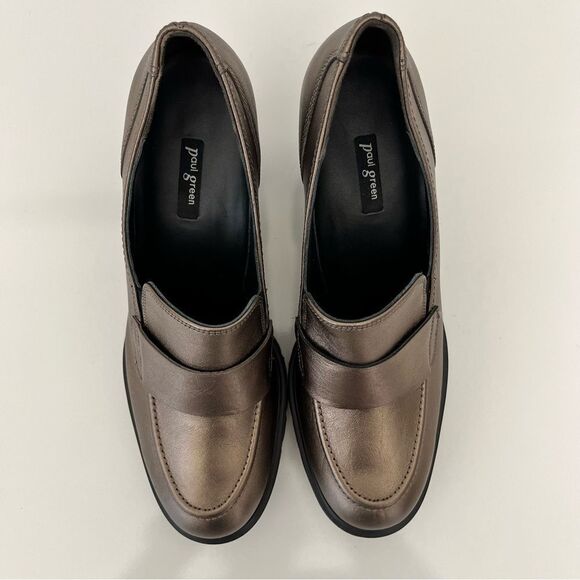 PAUL GREEN Nina Loafer Pump in Grunge Metallic Leather Size 10 NEW - Picture 5 of 14